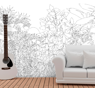 Mural de pared flores patrón natural floral - TenVinilo