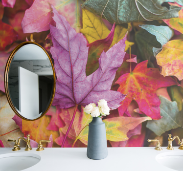 Mural de pared flores patrones de hojas coloridas - TenVinilo