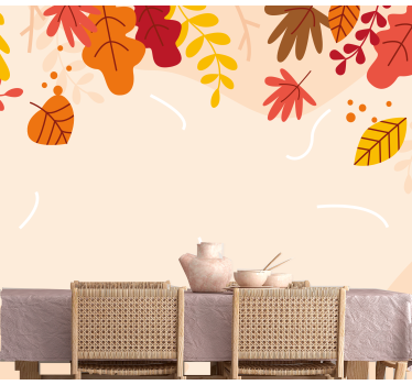 Mural de pared flores patrones de hojas de otoño - TenVinilo