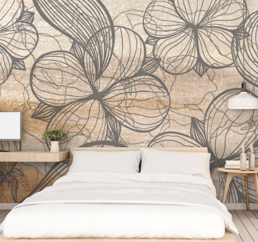 Mural de pared flores patrones florales elegantes - TenVinilo