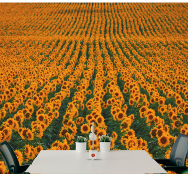 Mural de pared flores pradera de girasoles - TenVinilo