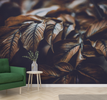Mural de pared flores primer plano de hojas de otoño - TenVinilo