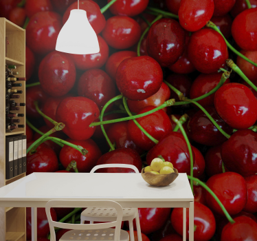 Mural de pared flores racimos de cerezas maduras - TenVinilo