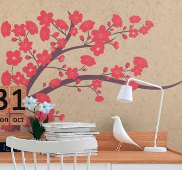 Mural de pared flores rama de sakura - TenVinilo