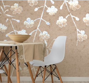 Mural de pared flores ramas florales delicadas - TenVinilo