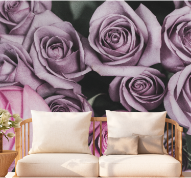 Mural de pared flores ramo de rosas lavanda - TenVinilo