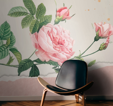 Mural de pared flores ramo de rosas rosas - TenVinilo