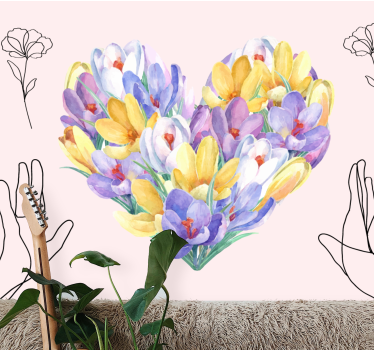 Mural de pared flores ramo en forma de corazón - TenVinilo