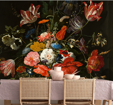 Mural de pared flores ramo floral vibrante - TenVinilo