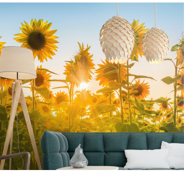 Mural de pared flores resplandor del campo de girasoles - TenVinilo