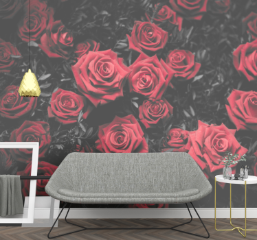 Mural de pared flores rosa roja - TenVinilo