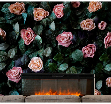 Mural de pared flores rosa romántica floral - TenVinilo