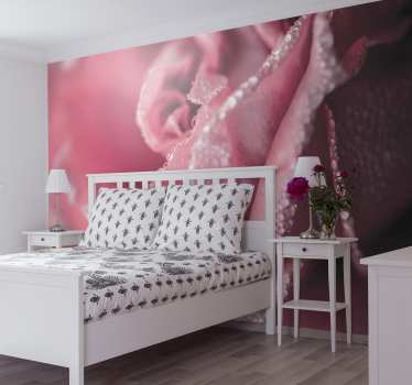 Mural de pared flores rosa rosa húmeda - TenVinilo