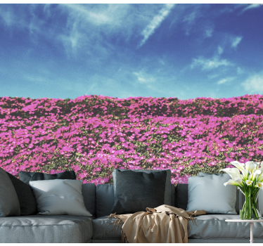 Mural de pared flores rosas de color rosa vibrante - TenVinilo
