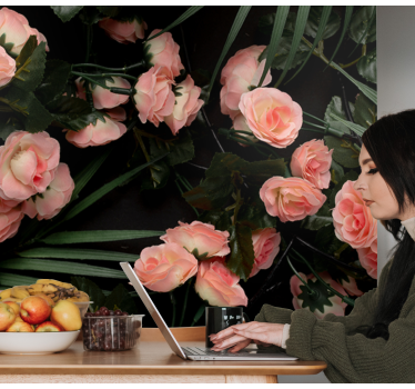 Mural de pared flores rosas suaves de color rosa - TenVinilo