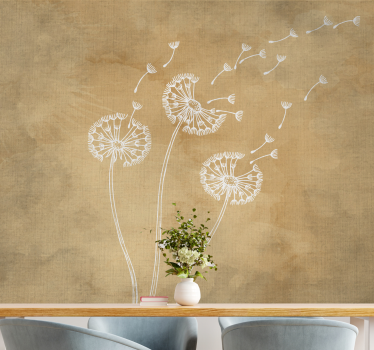 Mural de pared flores semillas de diente de león flotando - TenVinilo