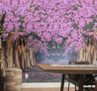 Mural de pared flores sendero de flores de cerezo - TenVinilo