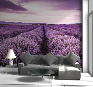 Mural de pared flores serenidad del campo de lavanda - TenVinilo