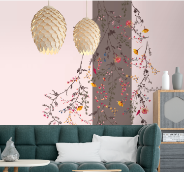 Mural de pared flores silueta de rama floral - TenVinilo