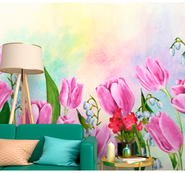 Mural de pared flores tulipán en flor - TenVinilo