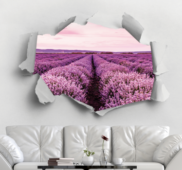 Mural de pared flores vista de campo de lavanda - TenVinilo