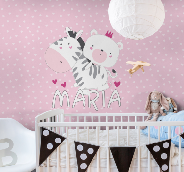 Mural de pared infantil amigos animales adorables - TenVinilo