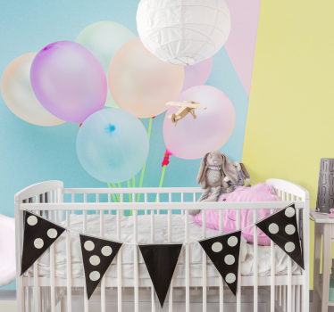 Mural de pared infantil arreglo de globos coloridos - TenVinilo