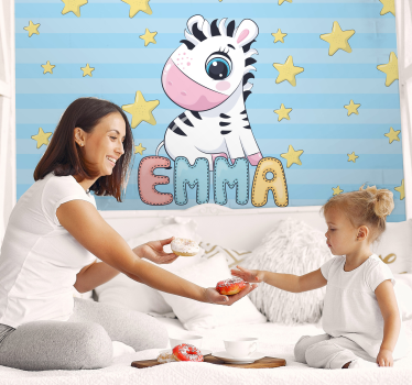 Mural de pared infantil cebra y estrellas - TenVinilo