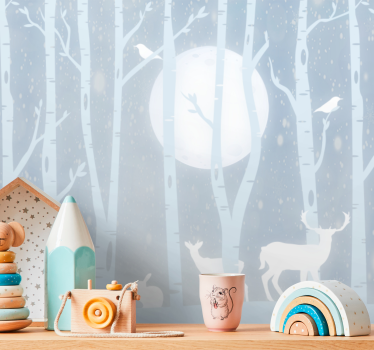 Mural de pared infantil ciervo y luna - TenVinilo