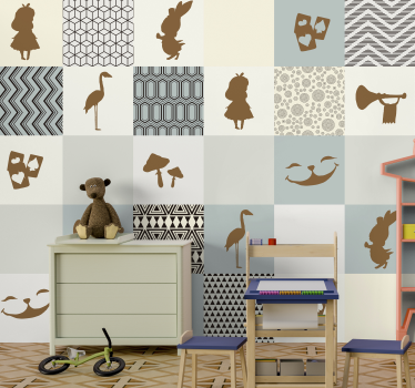 Mural de pared infantil collage de silueta de cuento - TenVinilo