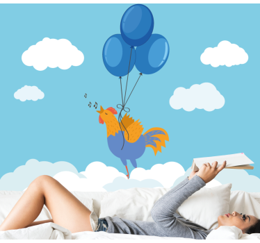 Mural de pared infantil globos del gallo cantor - TenVinilo