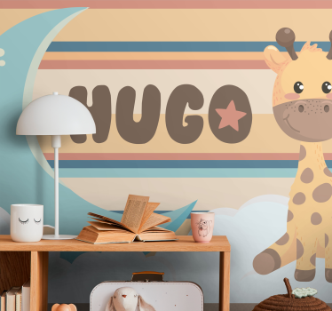 Mural de pared infantil ilustración de jirafa adorable - TenVinilo