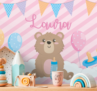 Mural de pared infantil ilustración de oso lindo - TenVinilo