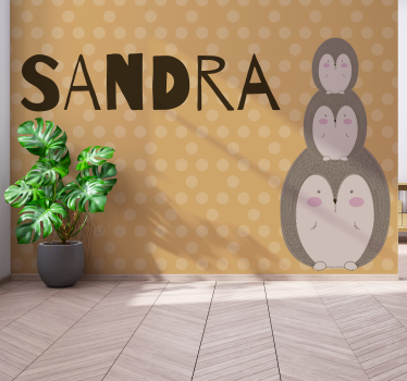 Mural de pared infantil lindos erizos apilados - TenVinilo
