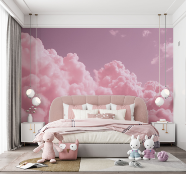 Mural de pared infantil nubes rosadas y esponjosas - TenVinilo