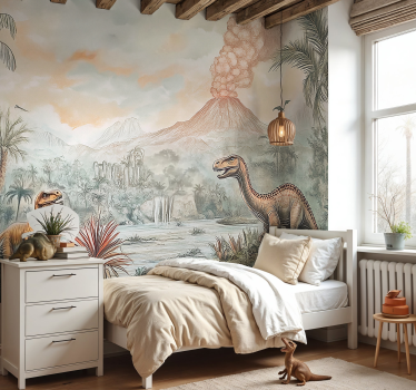 Mural de pared infantil paisaje jurásico - TenVinilo