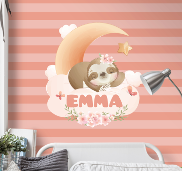 Mural de pared infantil perezoso con luna - TenVinilo
