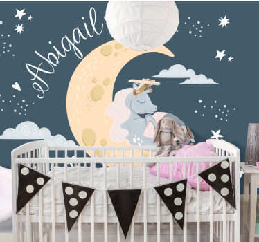 Mural de pared infantil sueño de unicornio nocturno - TenVinilo