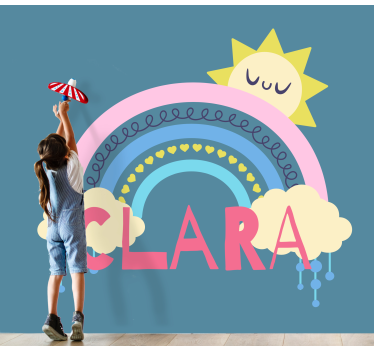 Mural de pared infantil tema arcoíris alegre - TenVinilo