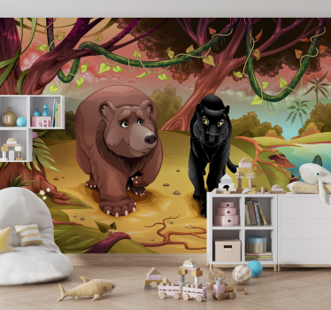 Mural de pared infantil vida silvestre encantada - TenVinilo