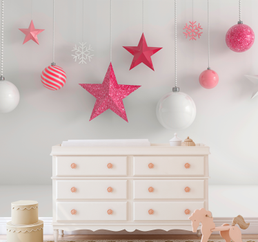 Mural de pared navidad adornos colgantes navideños - TenVinilo