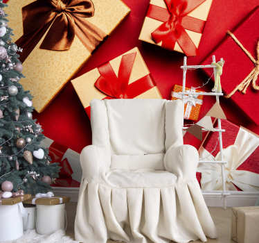 Mural de pared navidad arreglo de regalo festivo - TenVinilo