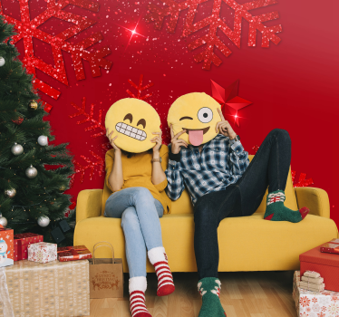 Mural de pared navidad caras emoji felices - TenVinilo