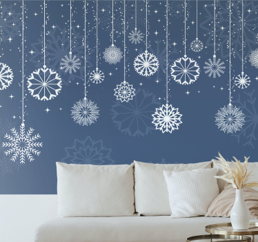 Mural de pared navidad copos de nieve cayendo - TenVinilo