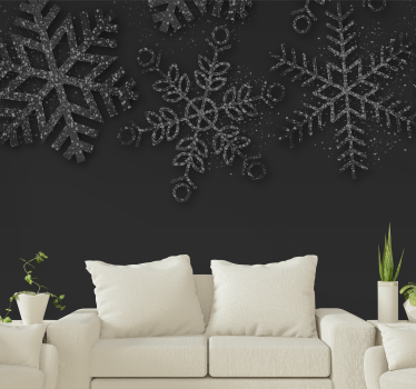 Mural de pared navidad copos de nieve en invierno - TenVinilo