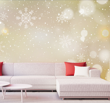 Mural de pared navidad copos de nieve y destellos - TenVinilo