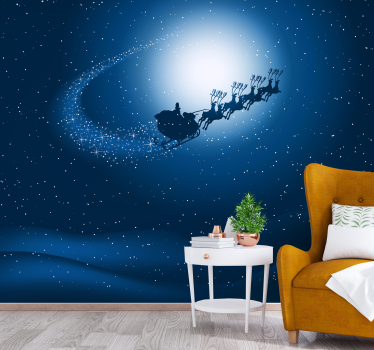 Mural de pared navidad el viaje en trineo de papá noel - TenVinilo