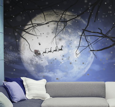 Mural de pared navidad el viaje nocturno de papá noel - TenVinilo