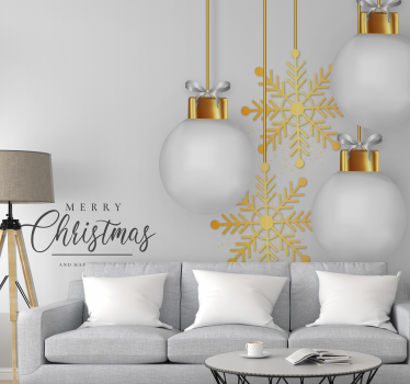Mural de pared navidad elegancia de adornos navideños - TenVinilo