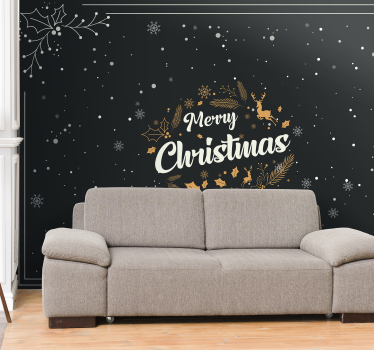 Mural de pared navidad elementos de celebración alegre - TenVinilo